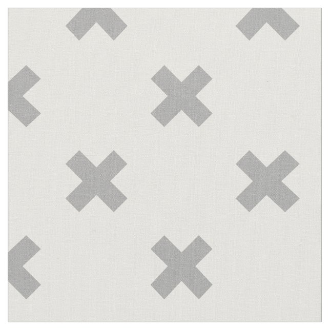 Tissu Crochets gris sur blanc (Fermer)