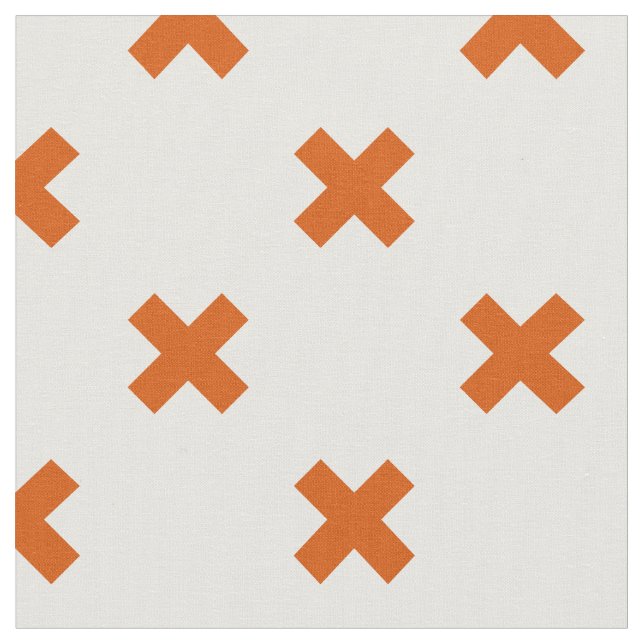 Tissu Crochets orange sur blanc (Fermer)