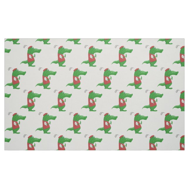 Tissu Crocodile jouant de dessin animé sur le golf (Fat Quarter)