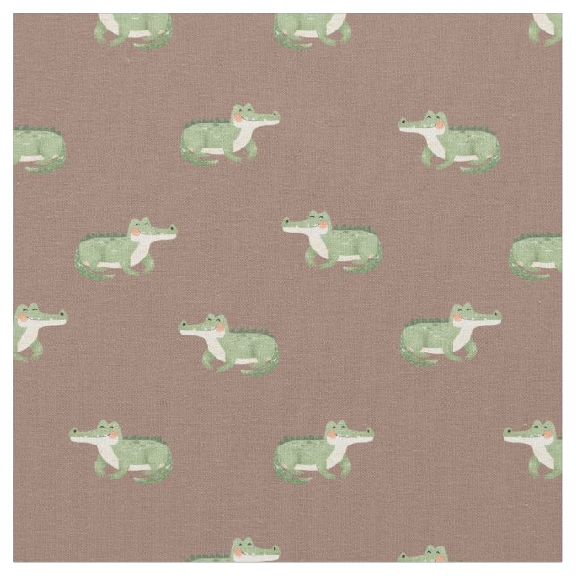 Tissu Crocodiles à l'aquarelle sur Brun (Fermer)