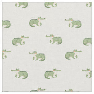 Tissu Crocodiles à l'aquarelle sur fond blanc