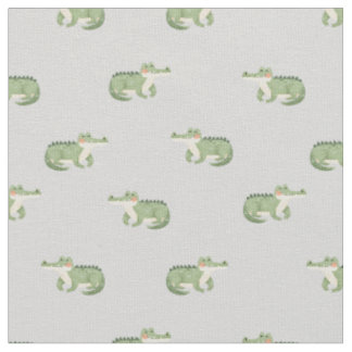 Tissu Crocodiles à l'aquarelle sur gris clair
