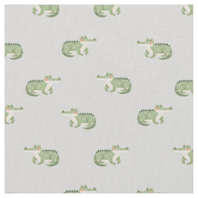 Tissu Crocodiles à l'aquarelle sur gris clair (Fermer)