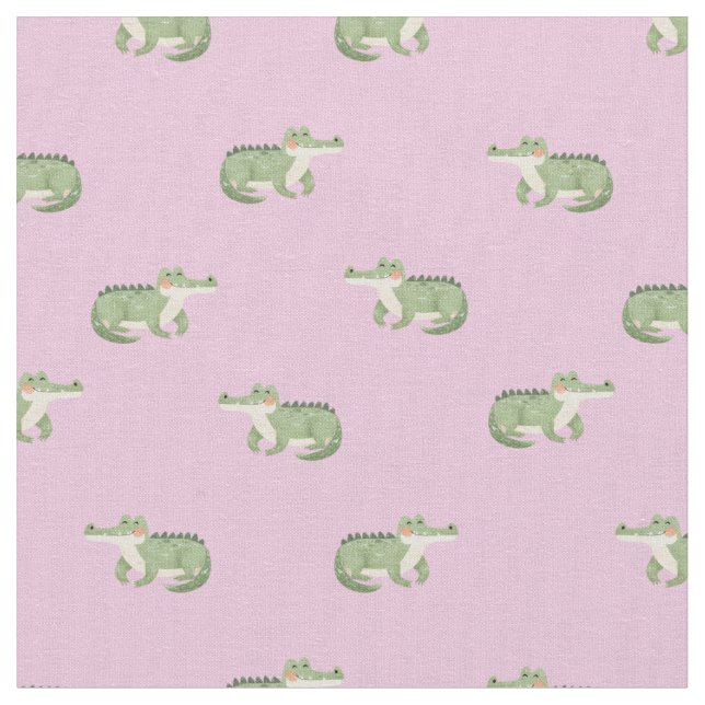 Tissu Crocodiles à l'aquarelle sur rose clair (Fermer)
