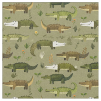 Tissu Crocodiles Aquarelle Douce