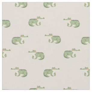 Tissu Crocodiles Aquarelle sur Beige