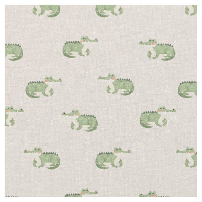 Tissu Crocodiles Aquarelle sur Beige (Fermer)
