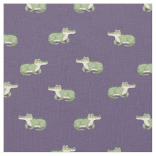 Tissu Crocodiles Aquarelle sur Violet