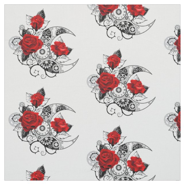 Tissu Croissant Mécanique avec Roses Rouges (Échantillon)