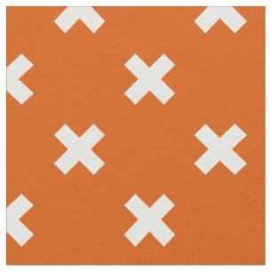 Tissu Croix blanche coutures sur orange brûlé