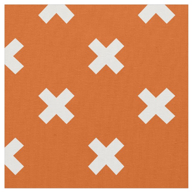 Tissu Croix blanche coutures sur orange brûlé (Fermer)