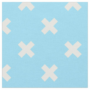 Tissu Croix blanche sur le bleu bébé