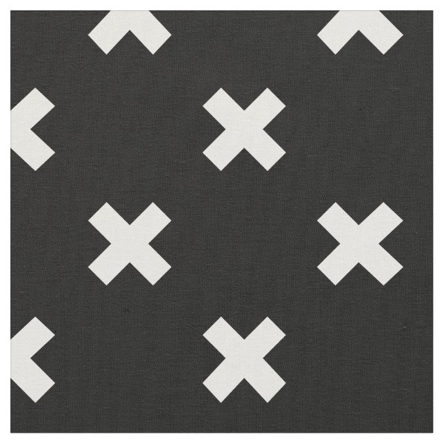 Tissu Croix blanche sur le noir (Fermer)