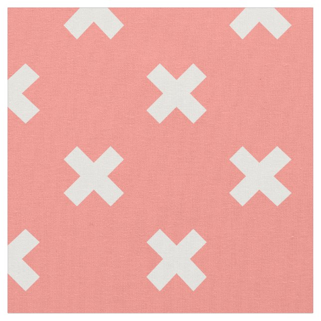 Tissu Croix blanche sur pêche (Fermer)