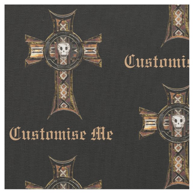 Tissu Croix celtique et crâne (or) (Fermer)
