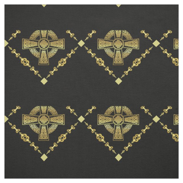 Tissu Croix celtique or/tissu de conception de noeud tre (Échantillon)