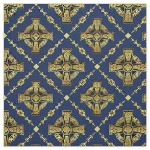 Tissu Croix celtique or/tissu de conception de noeud tre