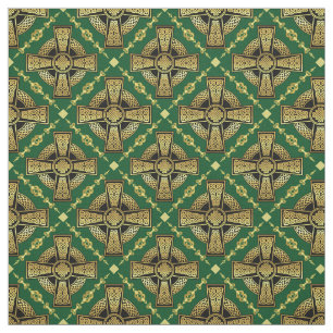 Tissu Croix celtique or/tissu de conception noeud tressé
