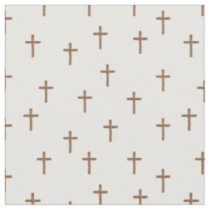 Tissu Croix en Bois sur Fond Blanc