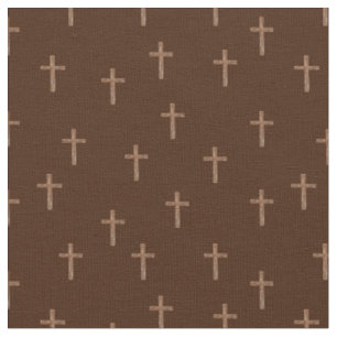 Tissu Croix en bois sur fond brun foncé