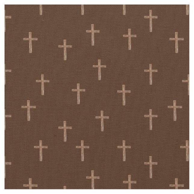Tissu Croix en bois sur fond brun foncé (Fermer)
