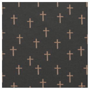 Tissu Croix en Bois sur Fond Noir