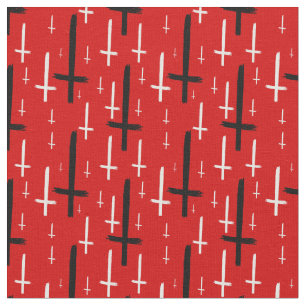 Tissu croix inversée rouge noir à l'envers