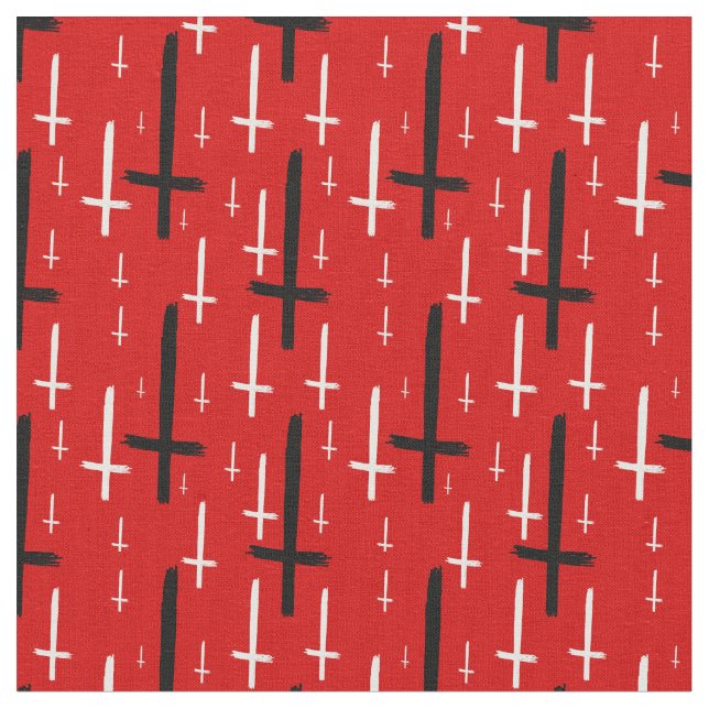 Tissu croix inversée rouge noir à l'envers (Fermer)