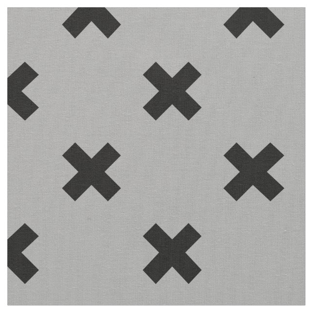 Tissu Croix noire coutures sur gris (Fermer)