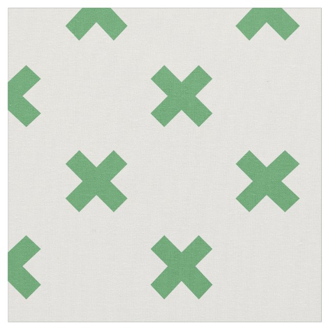 Tissu Croix verte coutures sur blanc (Fermer)
