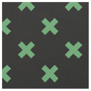 Tissu Croix verte coutures sur noir