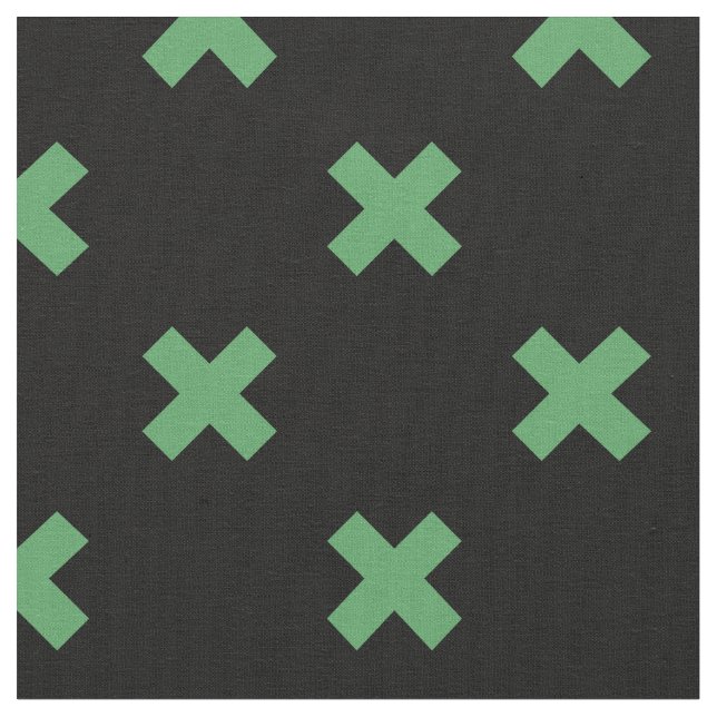 Tissu Croix verte coutures sur noir (Fermer)