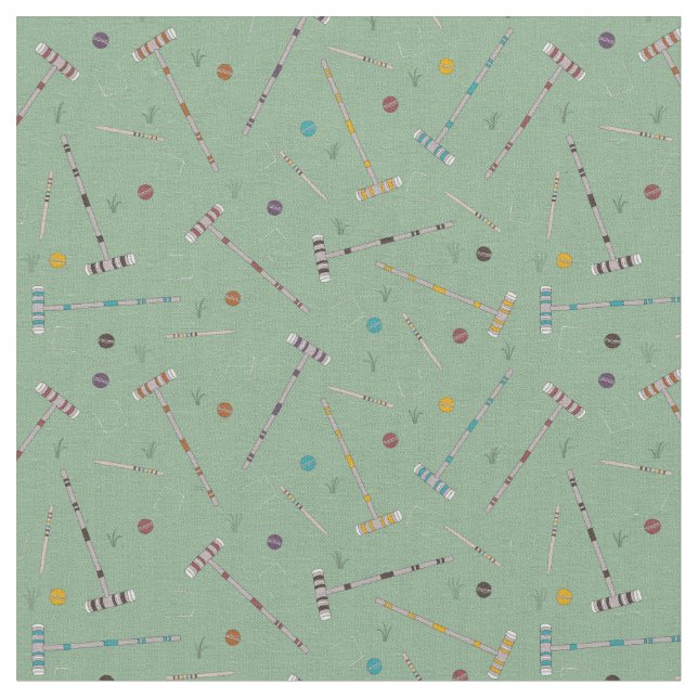 Tissu Croquet Set pelouse Jeux Jade Green Motif (Fermer)