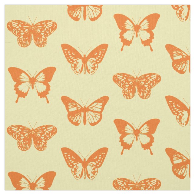 Tissu Croquis, jaune et orange de papillon (Échantillon)