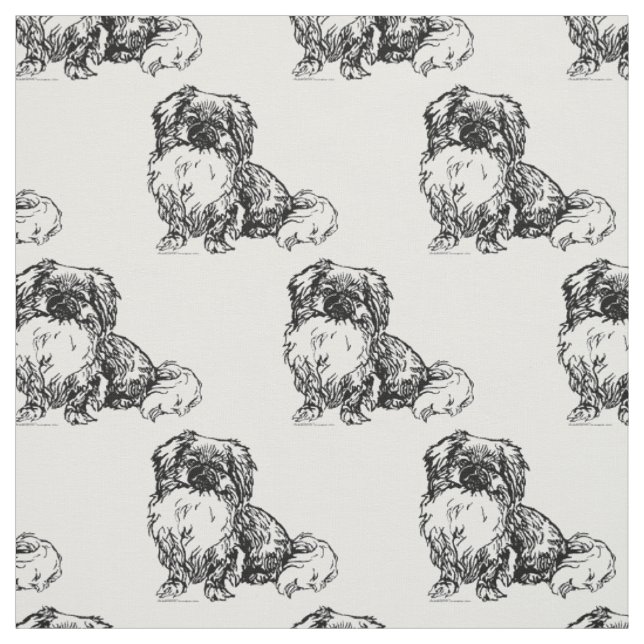 Tissu Croquis vintage de Pékinois (Échantillon)