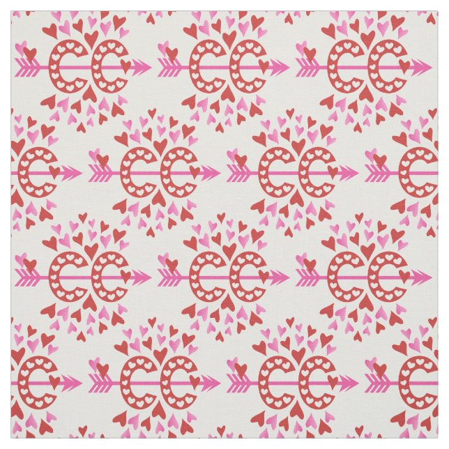 Tissu Cross Country Running Red Pink Love thème Fabric (Échantillon)