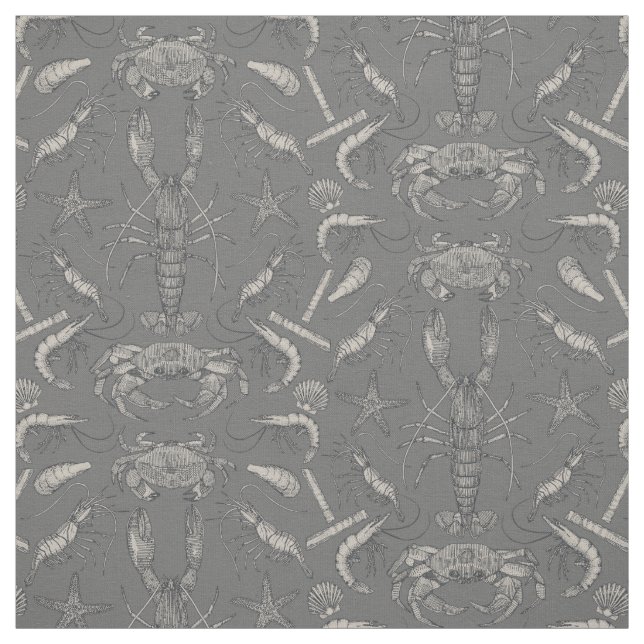 Tissu crustacés à paroi interne damassé gris foncé (Échantillon)