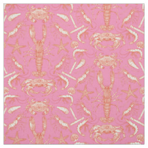 Tissu crustacés damassé cayenne rose