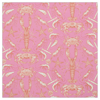 Tissu crustacés damassé cayenne rose