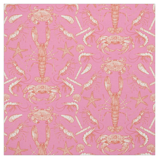 Tissu crustacés damassé cayenne rose (Échantillon)