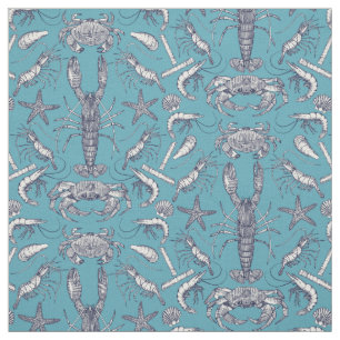 Tissu crustacés de corne bleu damassé turquoise