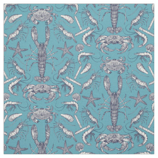 Tissu crustacés de corne bleu damassé turquoise