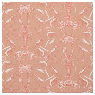 Tissu crustacés de cornwall damask cayenne terracotta