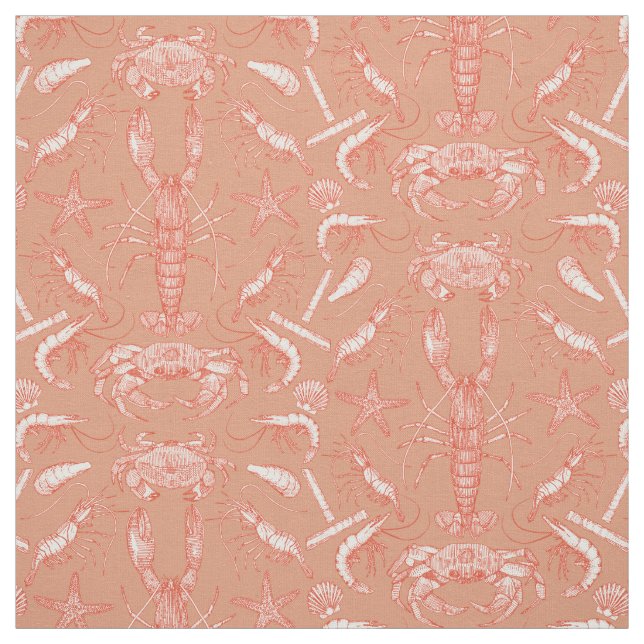 Tissu crustacés de cornwall damask cayenne terracotta (Échantillon)