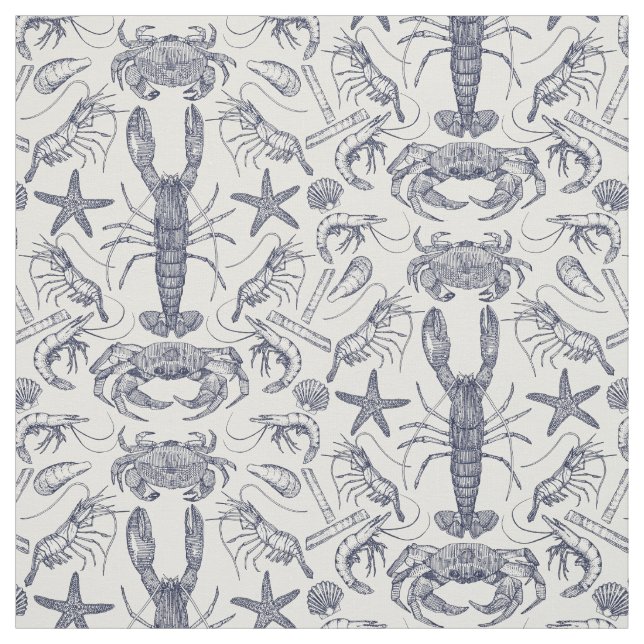 Tissu crustacés de cornwall damassé perle bleue (Échantillon)