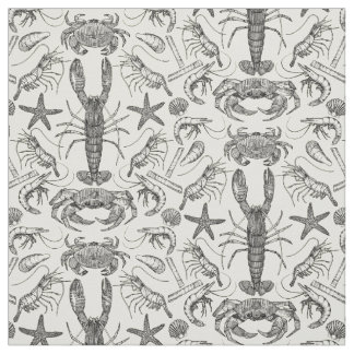 Tissu crustacés de cornwall damassé perle noire