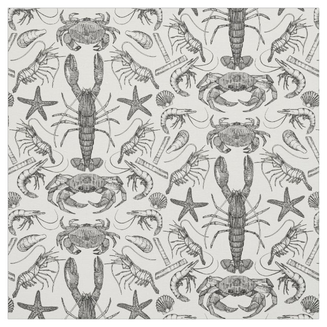 Tissu crustacés de cornwall damassé perle noire (Échantillon)