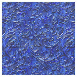 Tissu Cuir bleu cobalt élégant travaillé