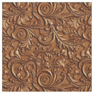 Tissu Cuir brun de selle rustique travaillé