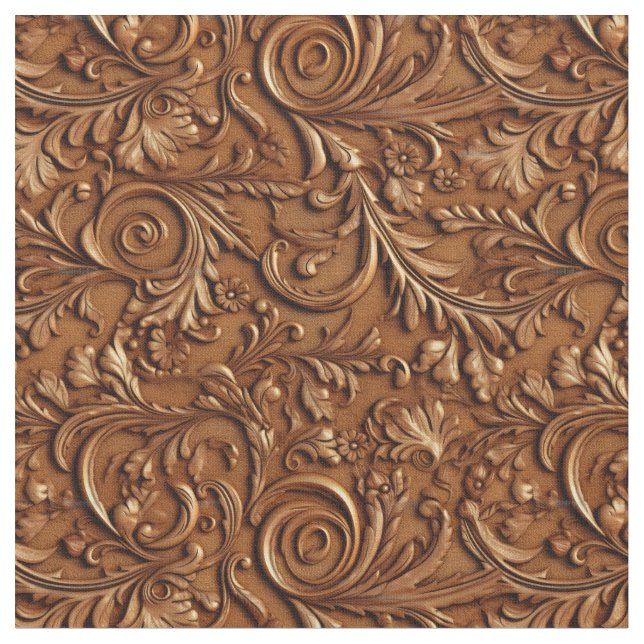 Tissu Cuir brun de selle rustique travaillé (Fermer)
